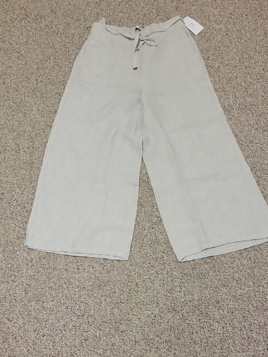 Halston Heritage Pants - Halston Heritage Light Beige Wide-Leg Drawstring Linen Pants New Summer